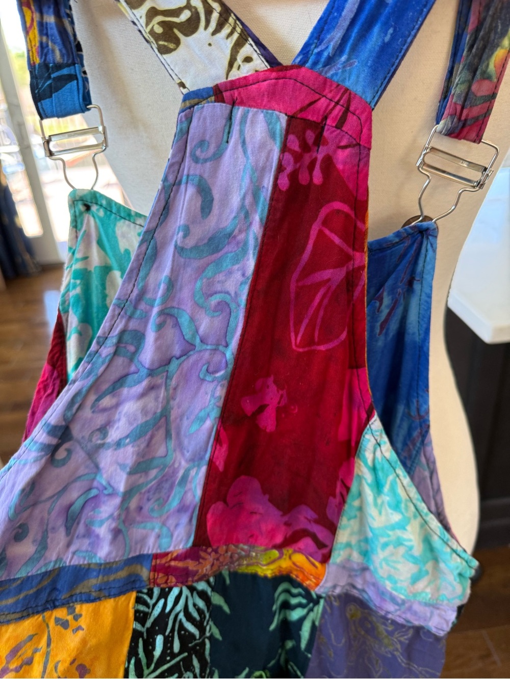 Colorful Patchwork Overalls size small - Picture 10 of 12